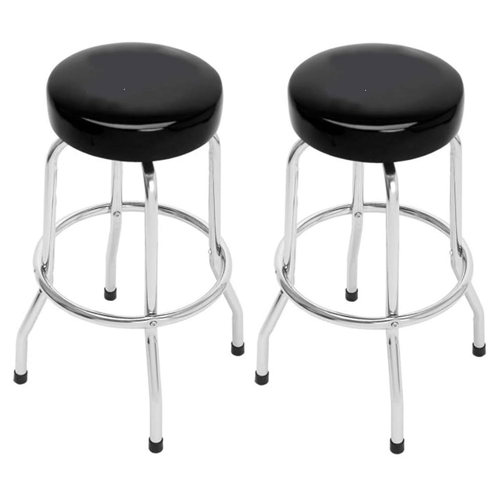Duramex 2PCS Swivel Bar Stool Garage Stool Shop Seat, Black